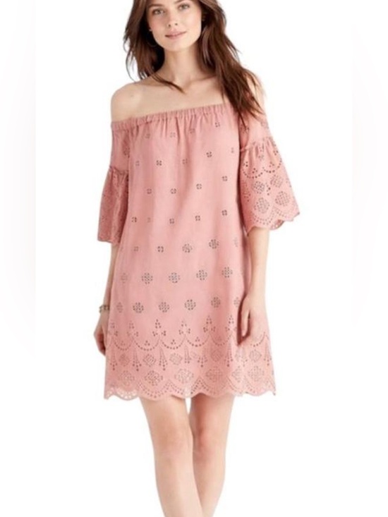 Madewell Dresses & Skirts - Madewell Eyelet Off-the-Shoulder Dress Dusty Rose Pink Lace Scalloped Size 6
